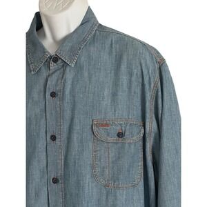 Birdwell Beach Britches Shirt Chambray Work L/S‎ Button Up Blue Vented Mens 3XL